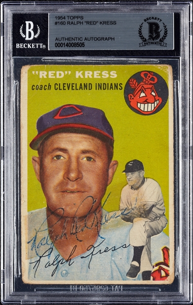 Red Kress Signed 1954 Topps No. 160 (BAS)