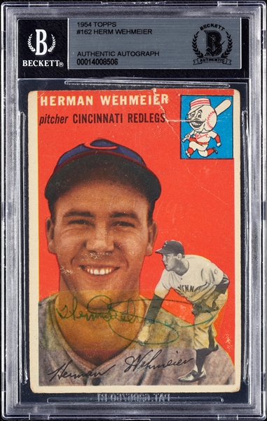 Herman Wehmeier Signed 1954 Topps No. 162 (BAS)