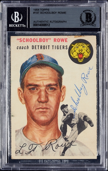 Schoolboy Rowe Signed 1954 Topps No. 197 (BAS)
