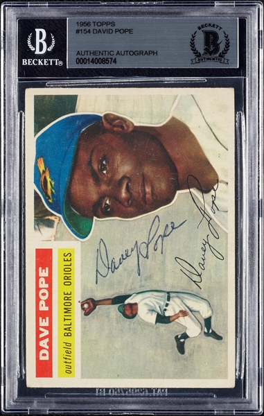 Dave Pope Signed 1956 Topps No. 154 (BAS)