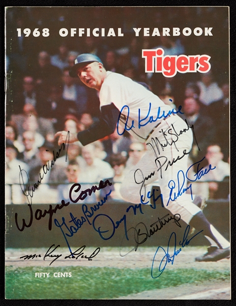1968 Detroit Tigers Multi-Signed Yearbook with Kaline (BAS)