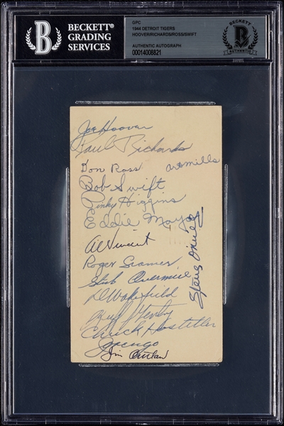1944 Detroit Tigers Team-Signed GPC (1944) (BAS)