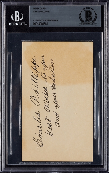 Charles Phillippe Signed Index Card (BAS)