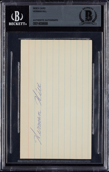 Herman Hill Signed Index Card (BAS)