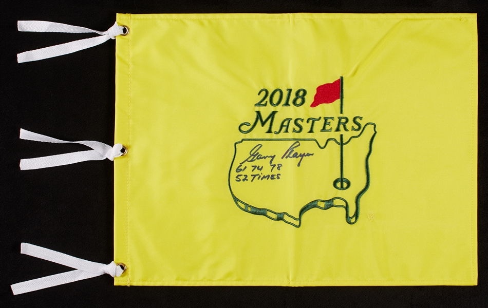 Gary Player Signed Masters Flag with Inscriptions (BAS)