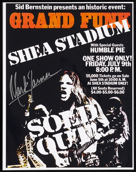 Mark Farner Signed Grand Funk Railroad at Shea Stadium 11x14 Photo (BAS)
