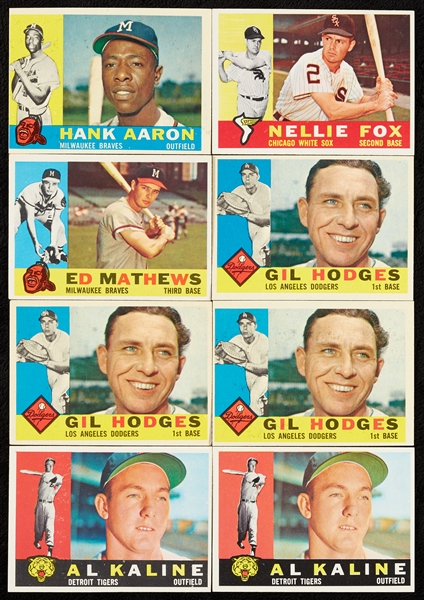 1960 Topps Baseball Partial Set, 20 HOFers Including Aaron, Koufax (750)