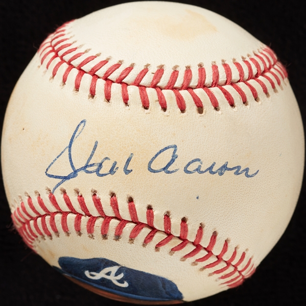Hank Aaron Single-Signed Hand-Painted Baseball (BAS)