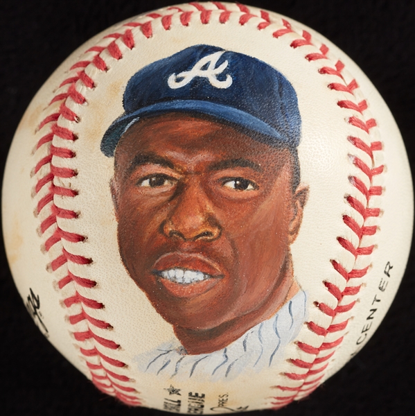 Hank Aaron Single-Signed Hand-Painted Baseball (BAS)