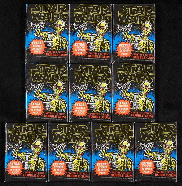 1977 Topps Star Wars Series 1 Wax Packs Group in Display Box (10)