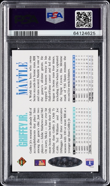 Mickey Mantle & Ken Griffey Jr. Dual-Signed 1994 Upper Deck (Graded PSA/DNA 10)