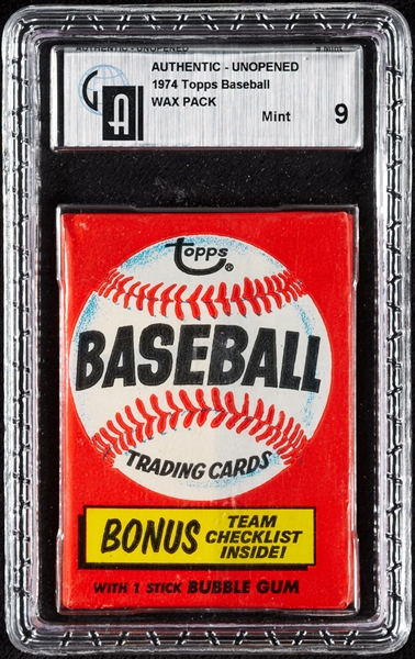 1974 Topps Baseball Wax Pack (Graded GAI 9)