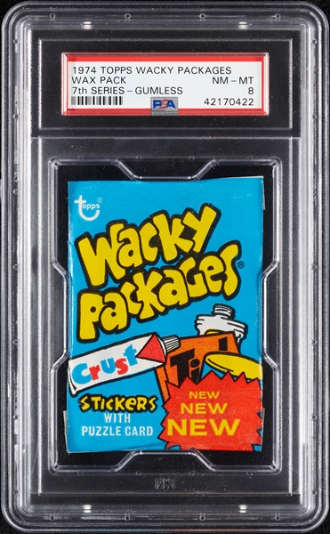 1974 Topps Wacky Packages 7th Series Gumless Wax Pack (Graded PSA 8)