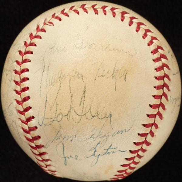 1948 Cleveland Indians World Champs Team-Signed OAL Baseball with Satchel Paige (PSA/DNA)
