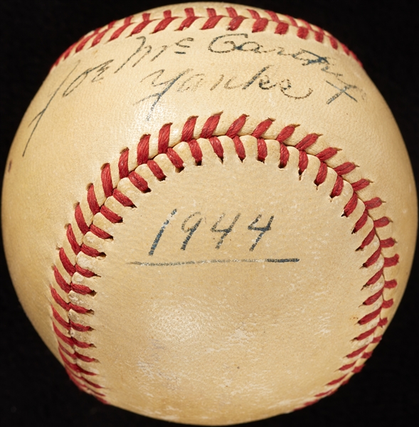 Joe McCarthy Single-Signed OAL Baseball Inscribed Yanks 1944 (JSA)