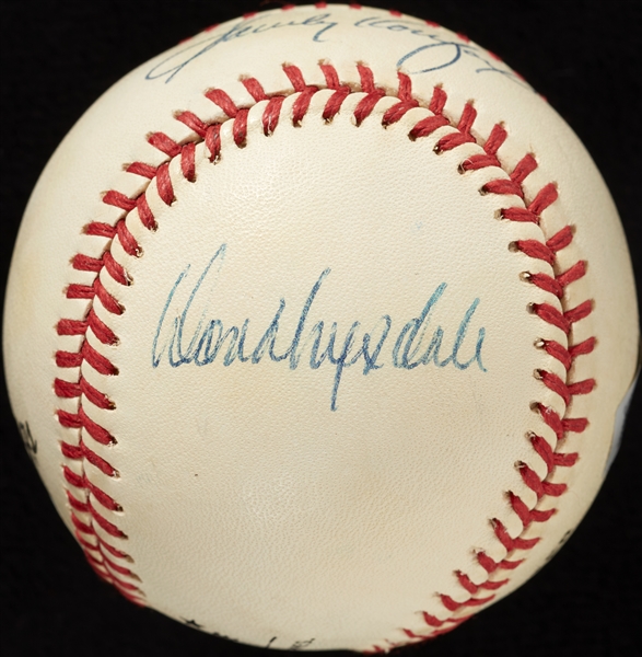 Sandy Koufax, Don Drysdale & Don Newcombe Signed ONL Baseball (JSA)