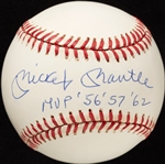 Mickey Mantle Single-Signed ONL Baseball Inscribed "MVP 56 57 62" (BAS) (PSA/DNA)