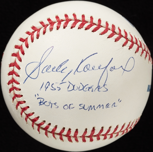 Sandy Koufax Single-Signed OML Baseball 1955 Dodgers Boys of Summer (Graded PSA/DNA 8.5)