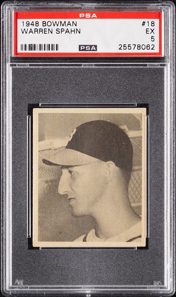 1948 Bowman Warren Spahn RC No. 18 PSA 5