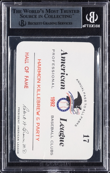 Harmon Killebrew Signed Hall of Fame Annual Pass (BAS)