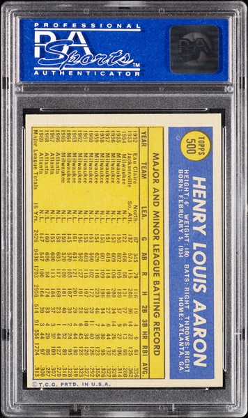 1970 Topps Hank Aaron No. 500 PSA 7