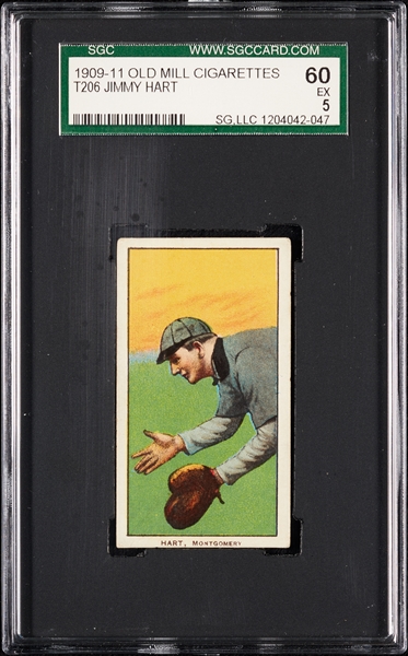 1909-11 T206 Jimmy Hart (Old Mill Back) SGC 5
