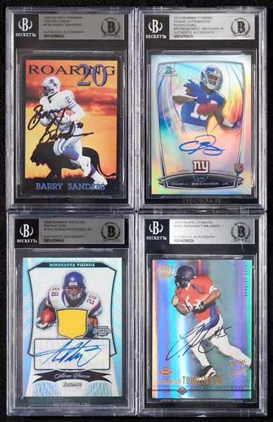 Signed Football Card Collection with Tomlinson, Barry Sanders, Peterson (33)