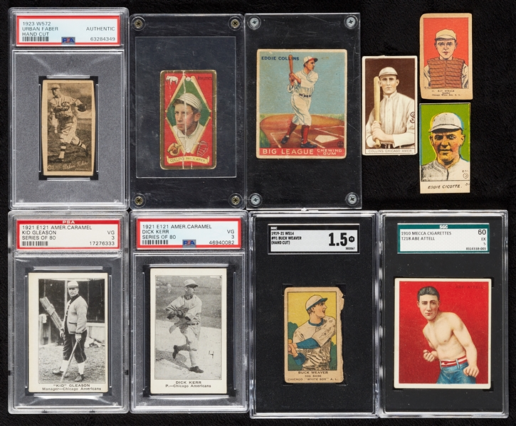 1919 Black Sox Tobacco, Candy and Gum Cards; Six are Slabbed (10)