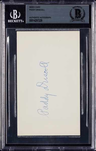 Paddy Driscoll Signed 3x5 Index Card (BAS)