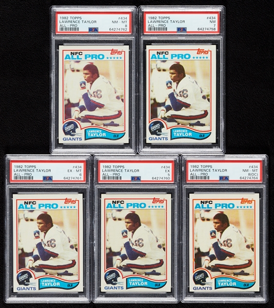 1982 Topps Lawrence Taylor RC PSA-Graded Group (5)