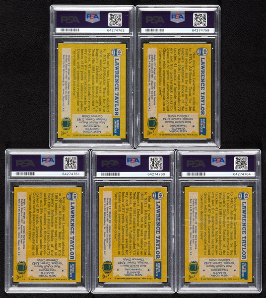 1982 Topps Lawrence Taylor RC PSA-Graded Group (5)