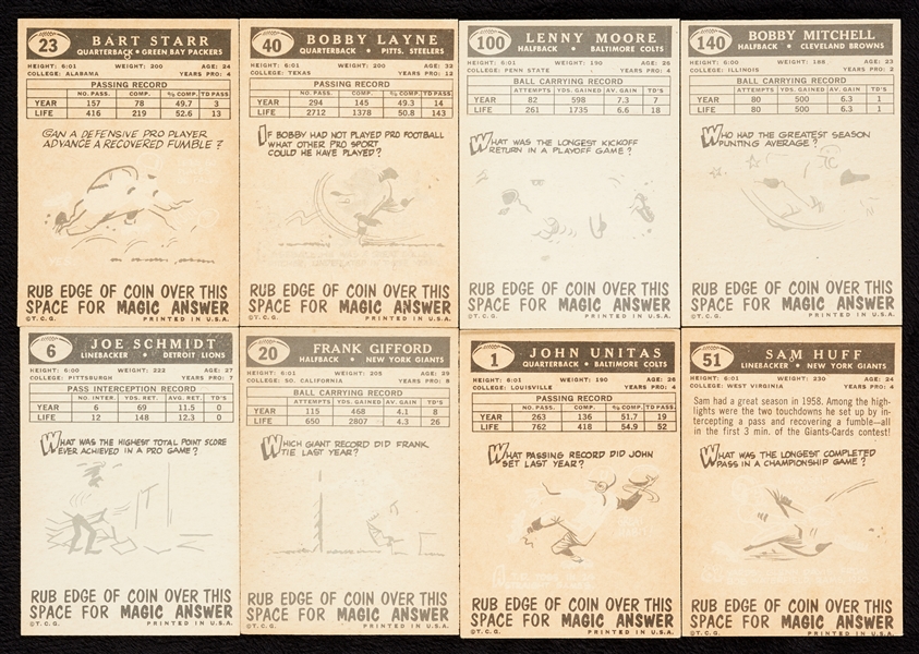 1959 Topps Football High-Grade Partial Set, Brown SGC 5 (102/176)