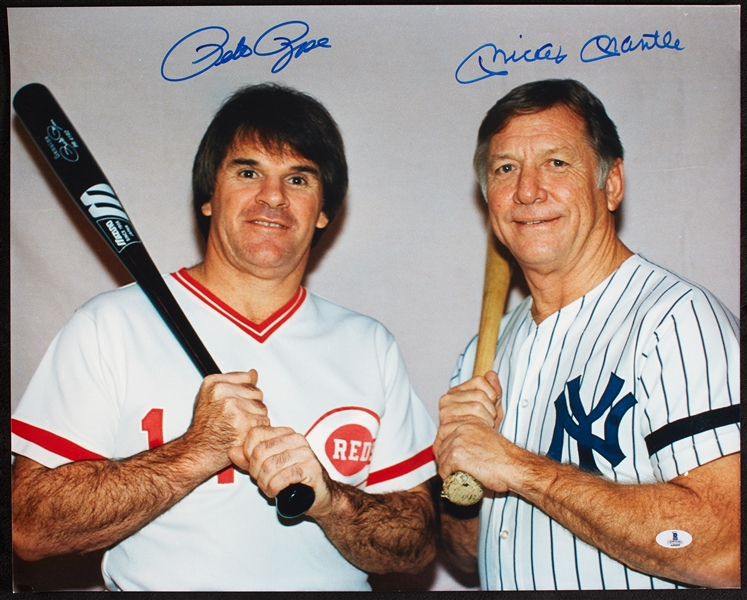 Mickey Mantle & Pete Rose Signed 16x20 Photo (BAS)