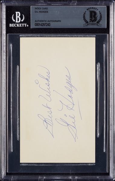 Gil Hodges Signed 3x5 Index Card (BAS)