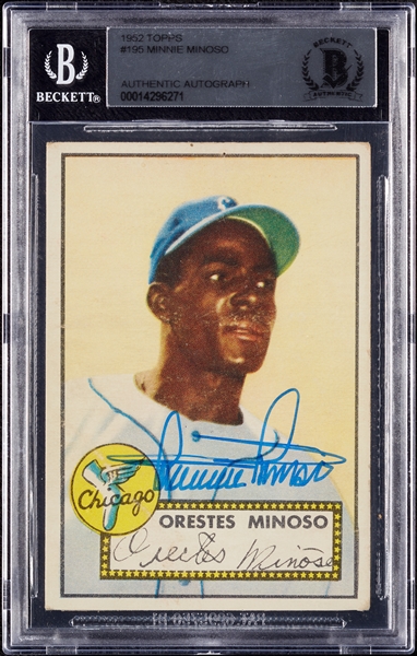 Minnie Minoso Signed 1952 Topps RC No. 195 (BAS)
