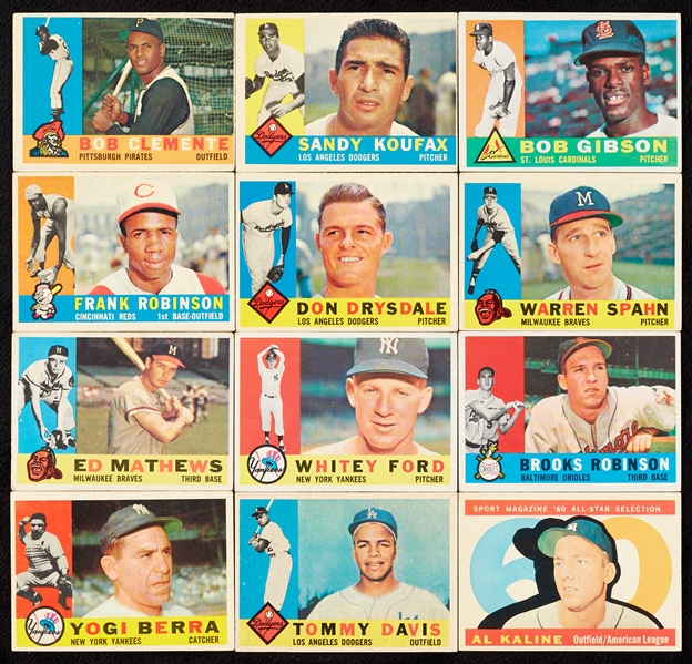 1960 Topps Baseball Partial Set, 17 HOFers, Many Specials (455/572)