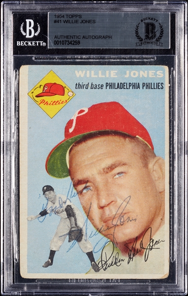 Willie Jones Signed 1954 Topps No. 41 (BAS)
