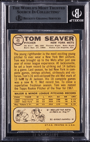 Tom Seaver Signed 1968 Topps No. 45 (BAS)
