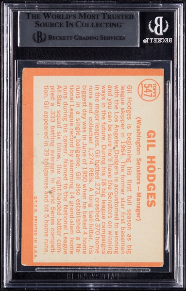 Gil Hodges Signed 1964 Topps No. 547 (BAS)