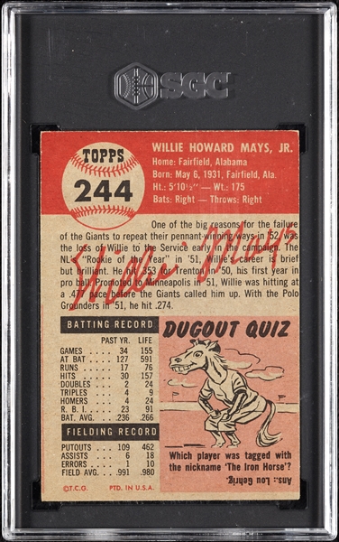 1953 Topps Willie Mays No. 244 SGC 2