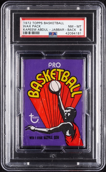 1972 Topps Basketball Wax Pack - Kareem Abdul-Jabbar Back (Graded PSA 8)