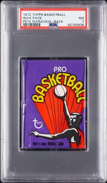 1972 Topps Basketball Wax Pack - Pete Maravich Back (Graded PSA 7)