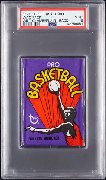 1972 Topps Basketball Wax Pack - Wilt Chamberlain Back (Graded PSA 9)