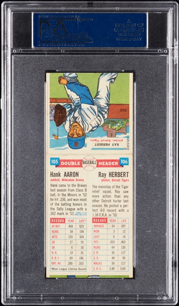 1955 Topps Doubleheaders Hank Aaron/Ray Herbert No. 105/106 PSA 6