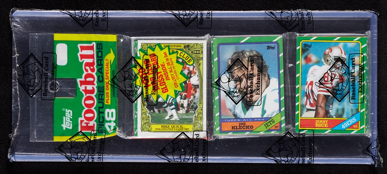 1986 Topps Football Rack Pack - Jerry Rice RC Top; Reggie White RC Back (BBCE)