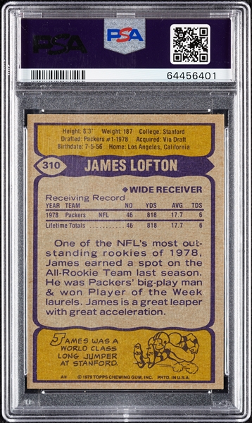 1979 Topps James Lofton RC No. 310 PSA 9