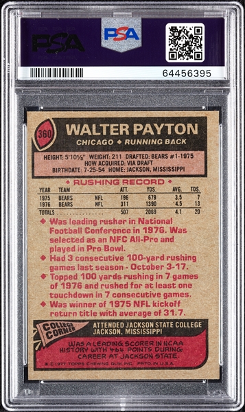 1977 Topps Walter Payton No. 360 PSA 8