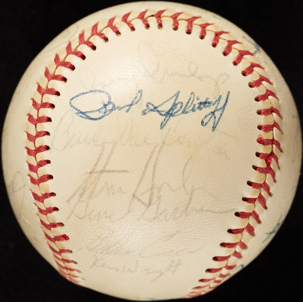 1973 Kansas City Royals Team-Signed OAL Baseball with George Brett (JSA)