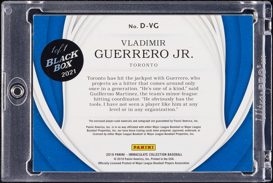 2019 Immaculate Vladimir Guerrero Auto/JSY (Black Box 1/1) 