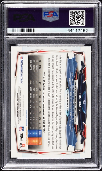 2014 Topps Chrome Tom Brady Blue Jersey - Blue Wave Refractor No. 62 PSA 10